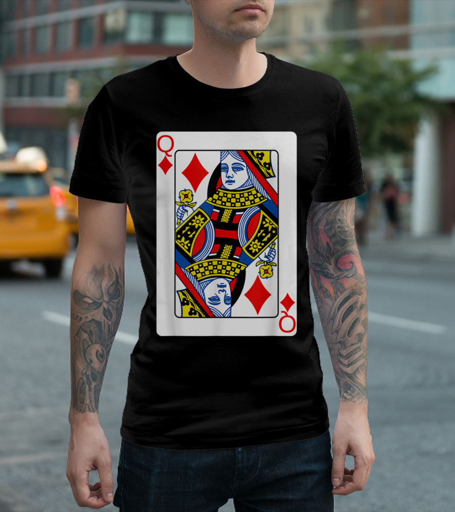 Queen Of Diamonds Playing Card Poker Player Iconic Deck T-Shirt