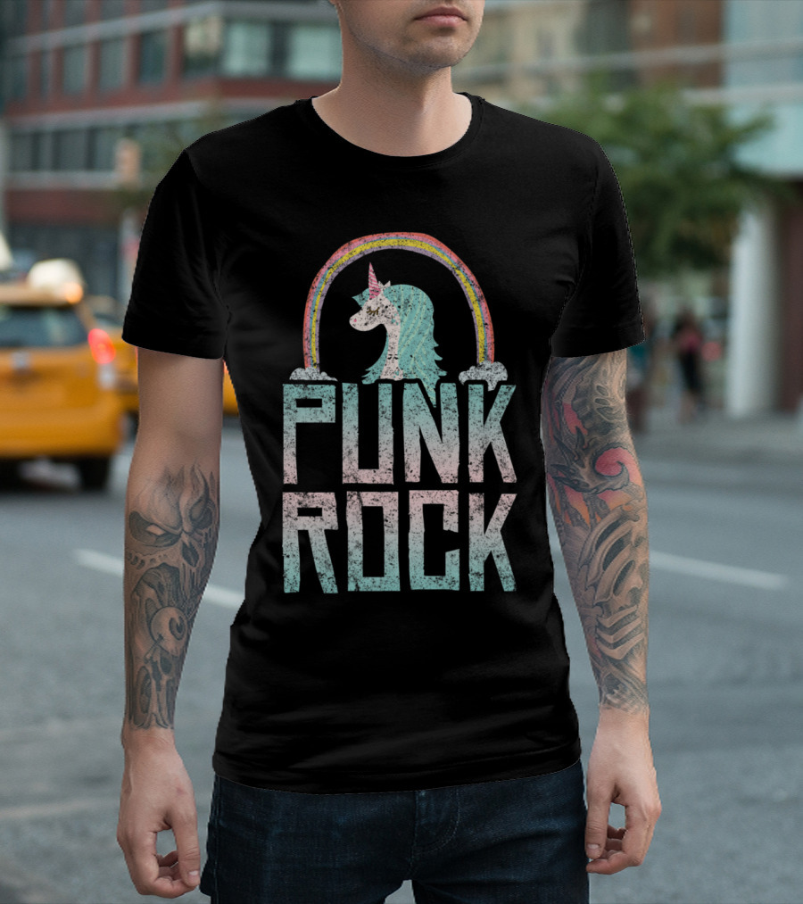 Punk Rock Unicorn Rainbow Music Band T-Shirt