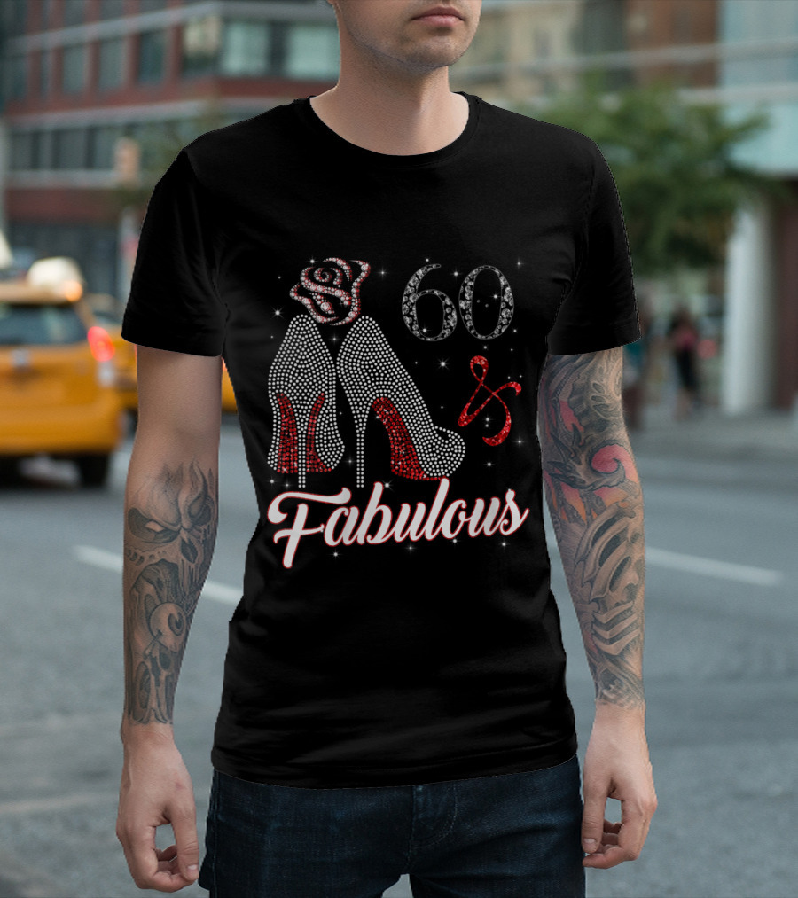 60 and Fabulous 1959 Women's Birthday Heels and Rose Rhinestone T-Shirt