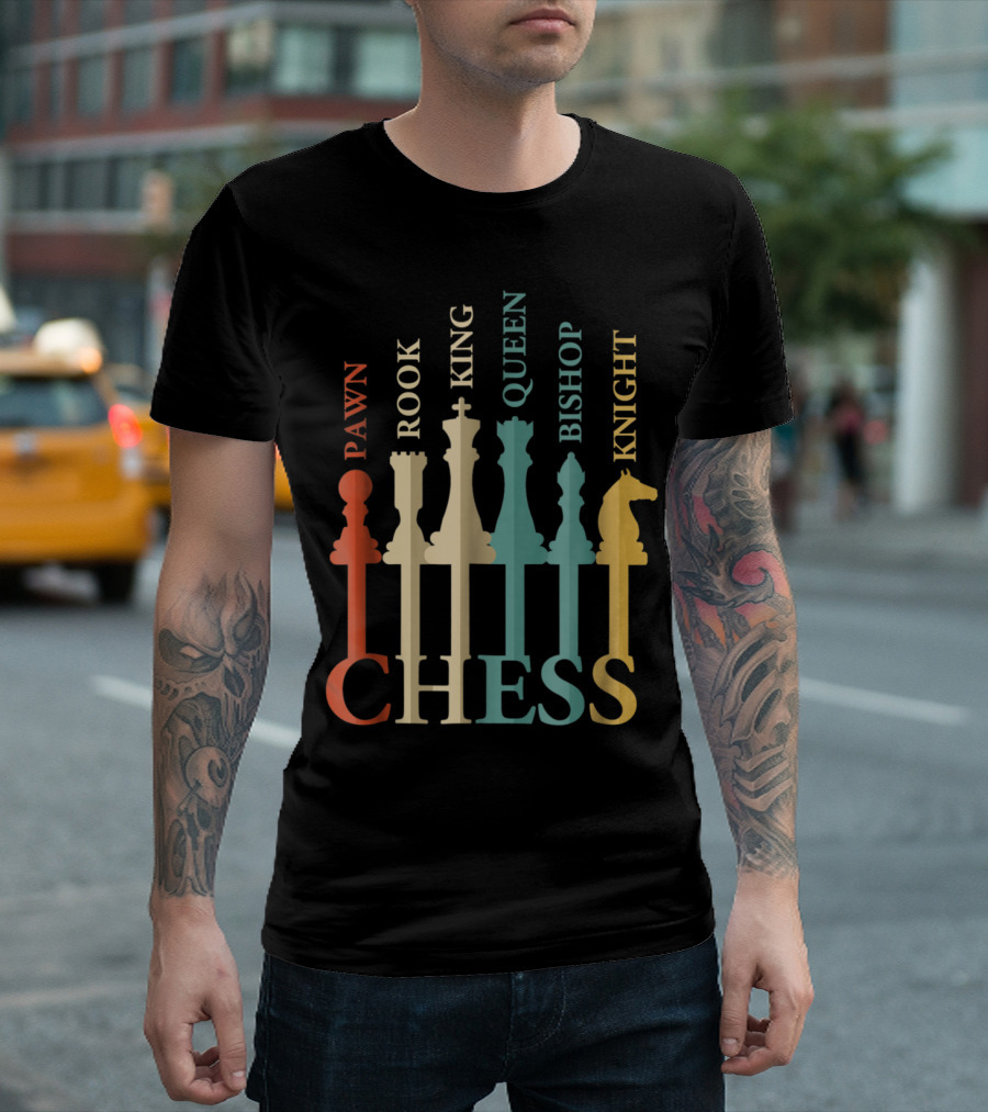 Chess Pawn Rook King Queen Bishop Knight T-Shirt