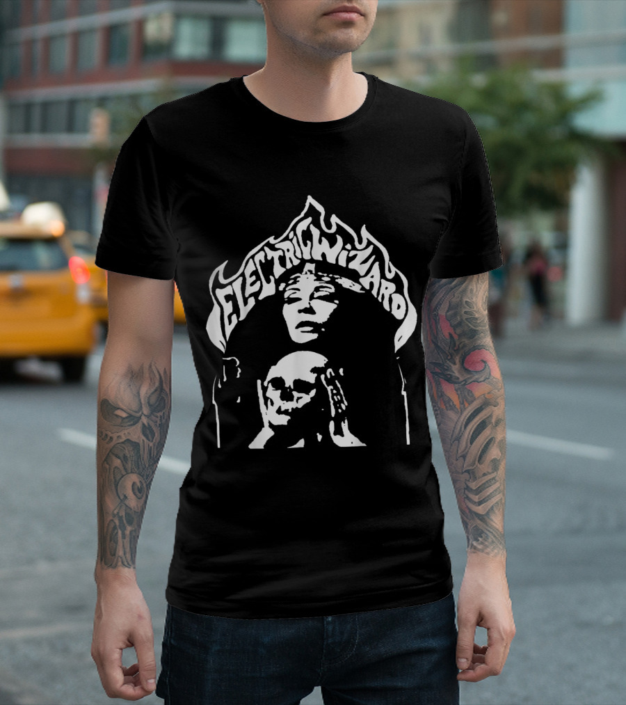 ELECTRIC WIZARD Doom Metal Kyuss Acid King Skull Flame T-Shirt