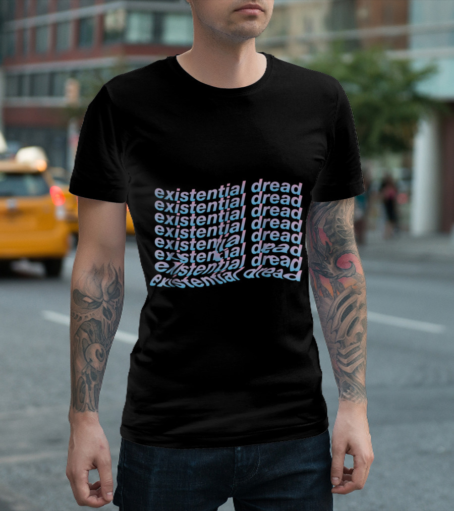 Existential Dread Repeated Melting Waves Distortion Aesthetic Text T-Shirt