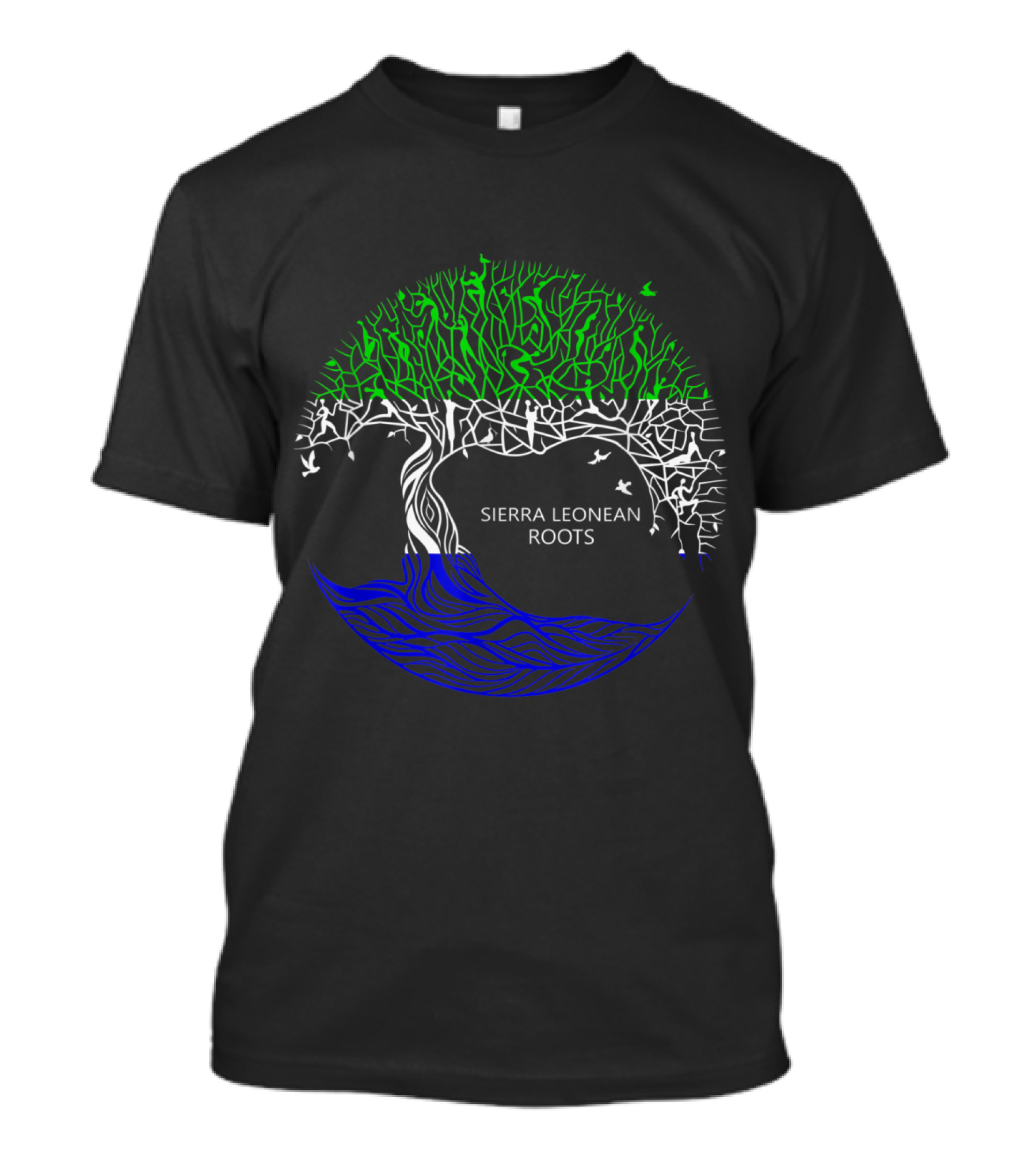 Flagsmerch Sierra Leonean Roots Tree Design With Sierra Leone Flag Colors T-Shirt