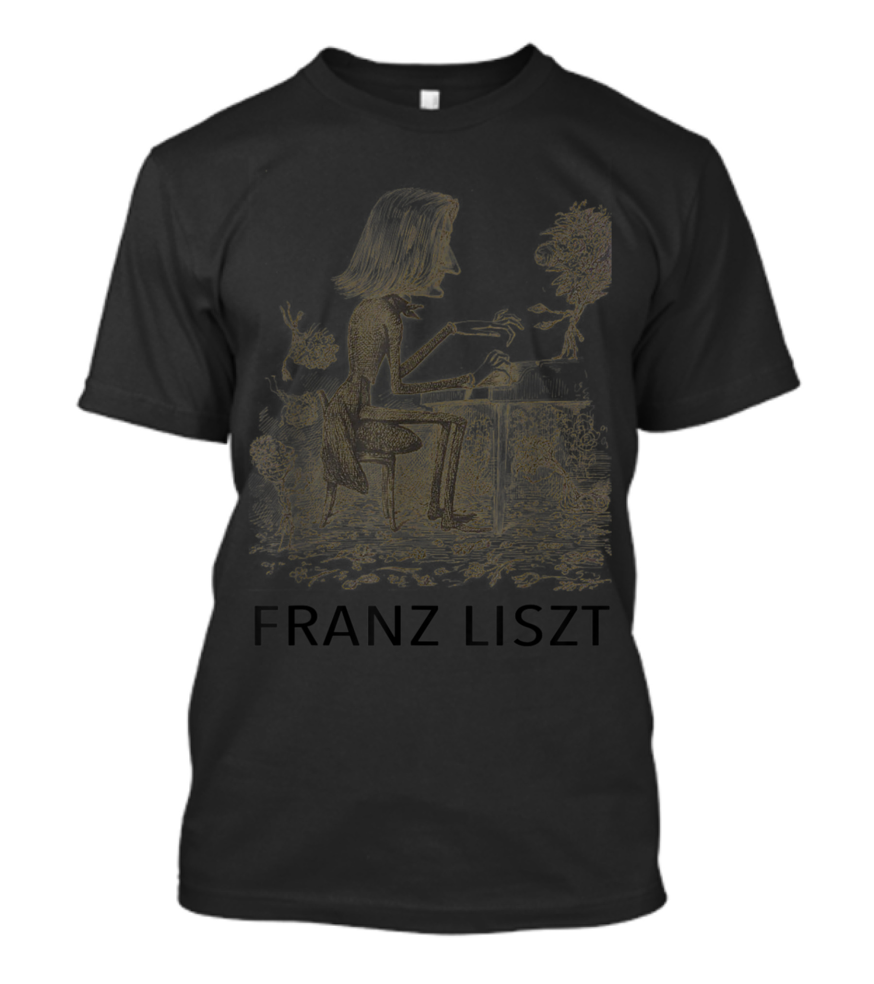 Franz Liszt At The Piano With Floral Surroundings T-Shirt