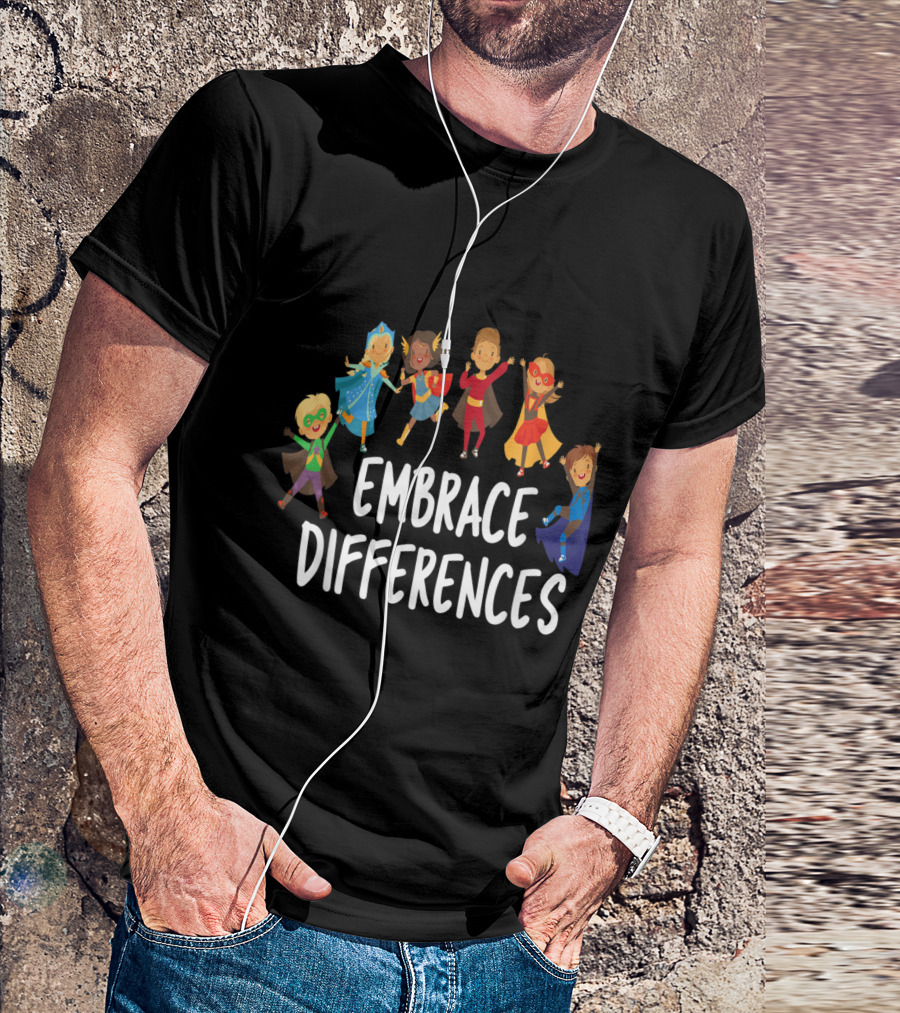Embrace Differences Autism Awareness Super Hero Day T-Shirt