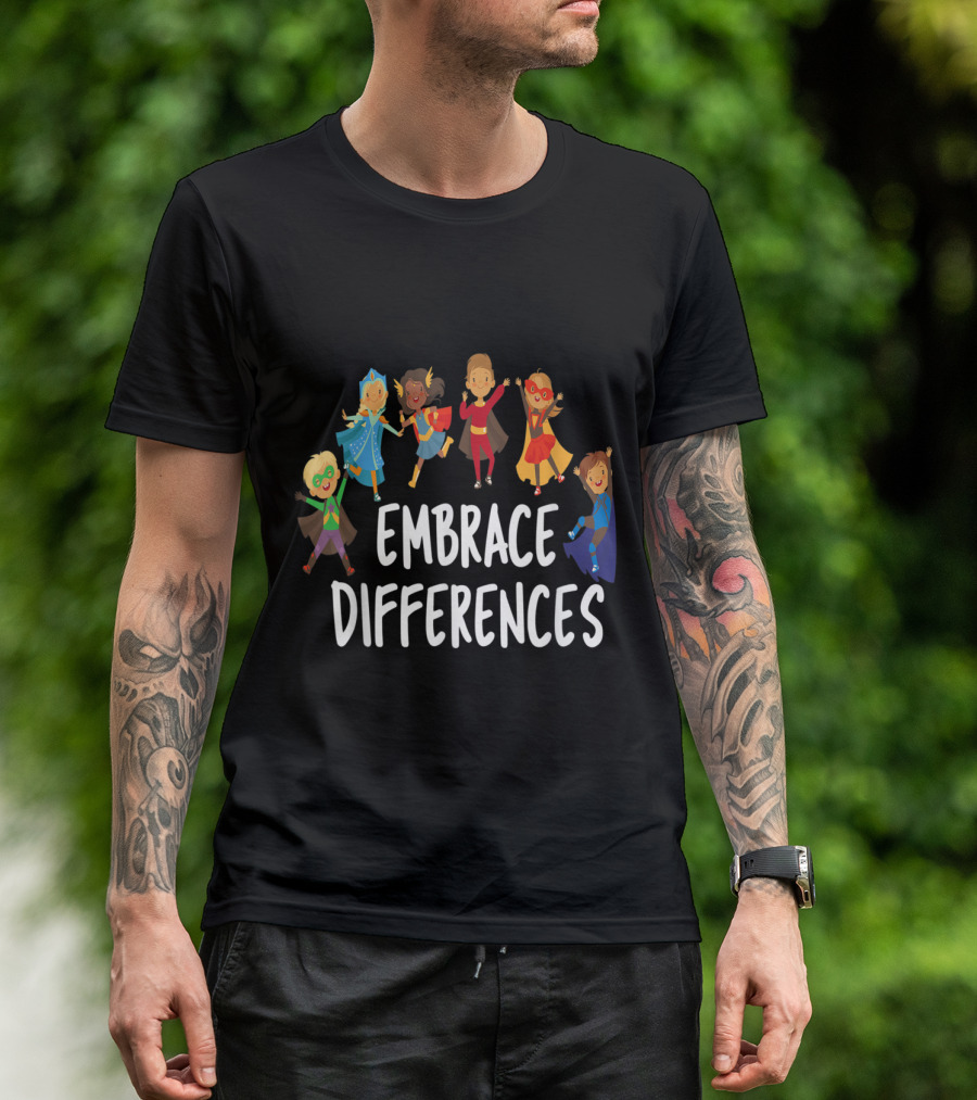 Embrace Differences Autism Awareness Super Hero Day T-Shirt