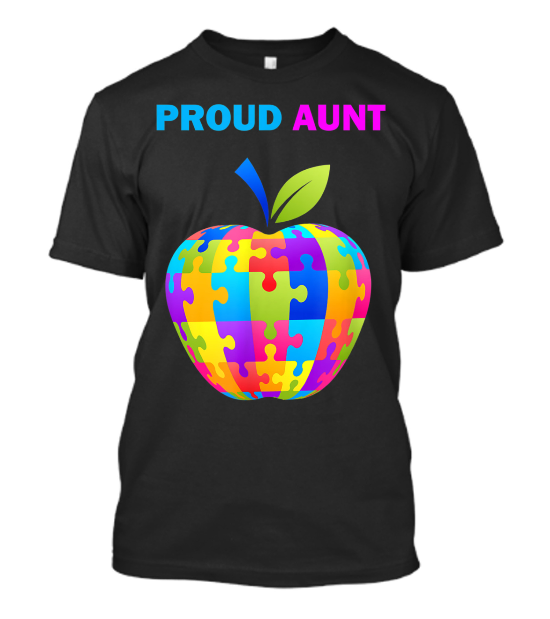 Proud Aunt Autism Awareness Puzzle Apple T-Shirt