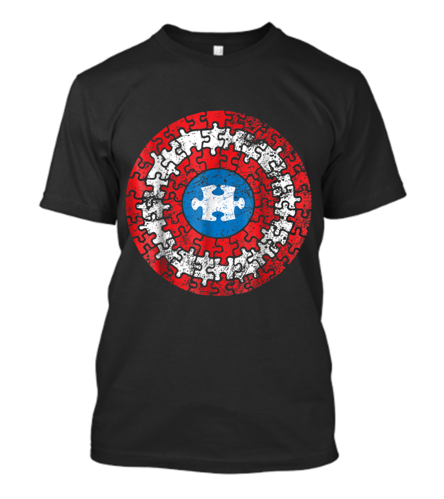 Autism Awareness Superhero Puzzle Shield Captain America T-Shirt