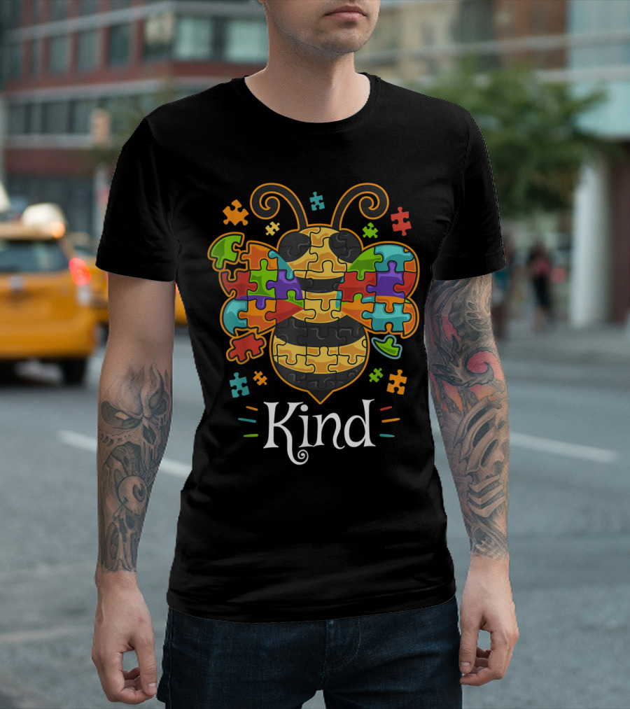 Autism Awareness Puzzle Bee Be Kind T-Shirt