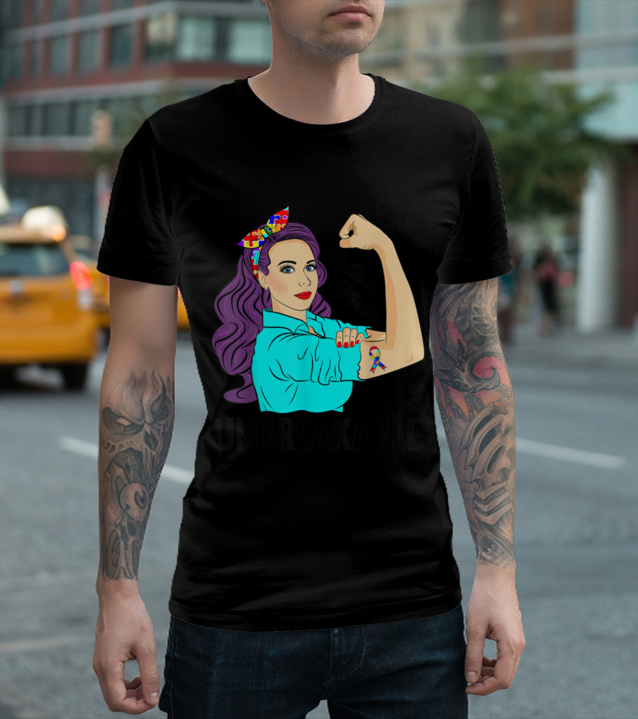 Autism Awareness Strong Autism Mom Unbreakable Rosie T-Shirt