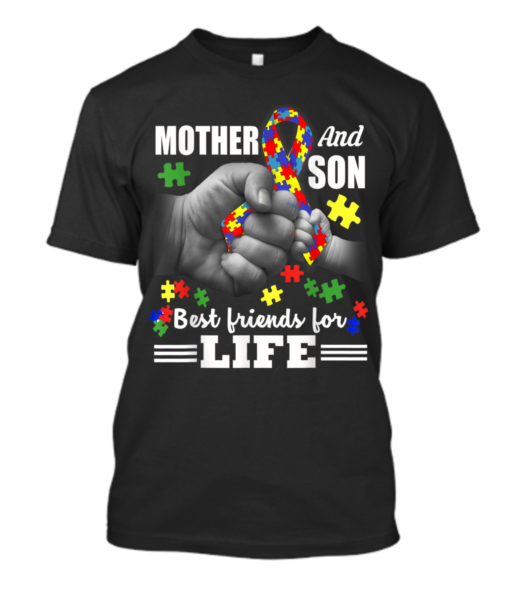 Mother And Son Best Friends For Life Autism Awareness Puzzle T-Shirt