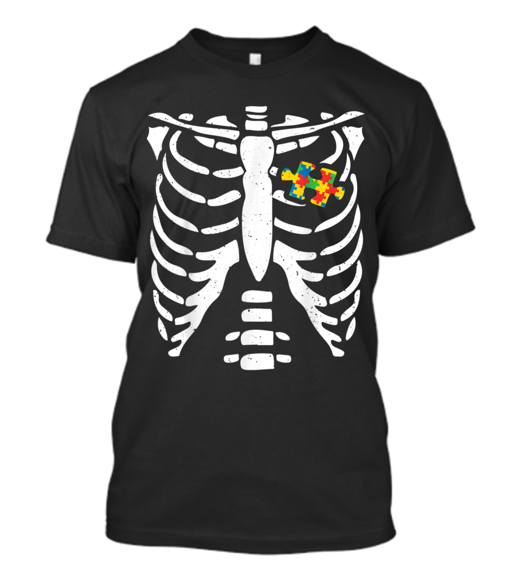 Autism Puzzle Rib Skeleton Bone Halloween Costume T-Shirt