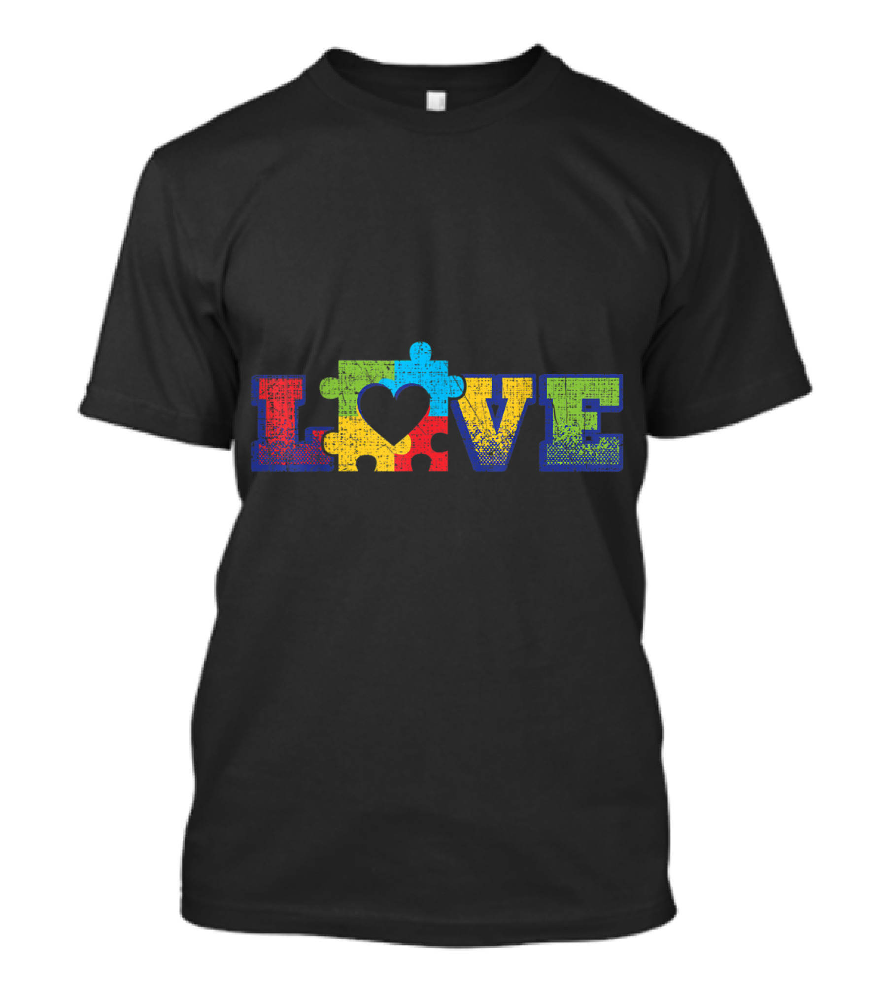 Love Puzzle Heart Autism Grunge Teacher Kids Womens T-Shirt