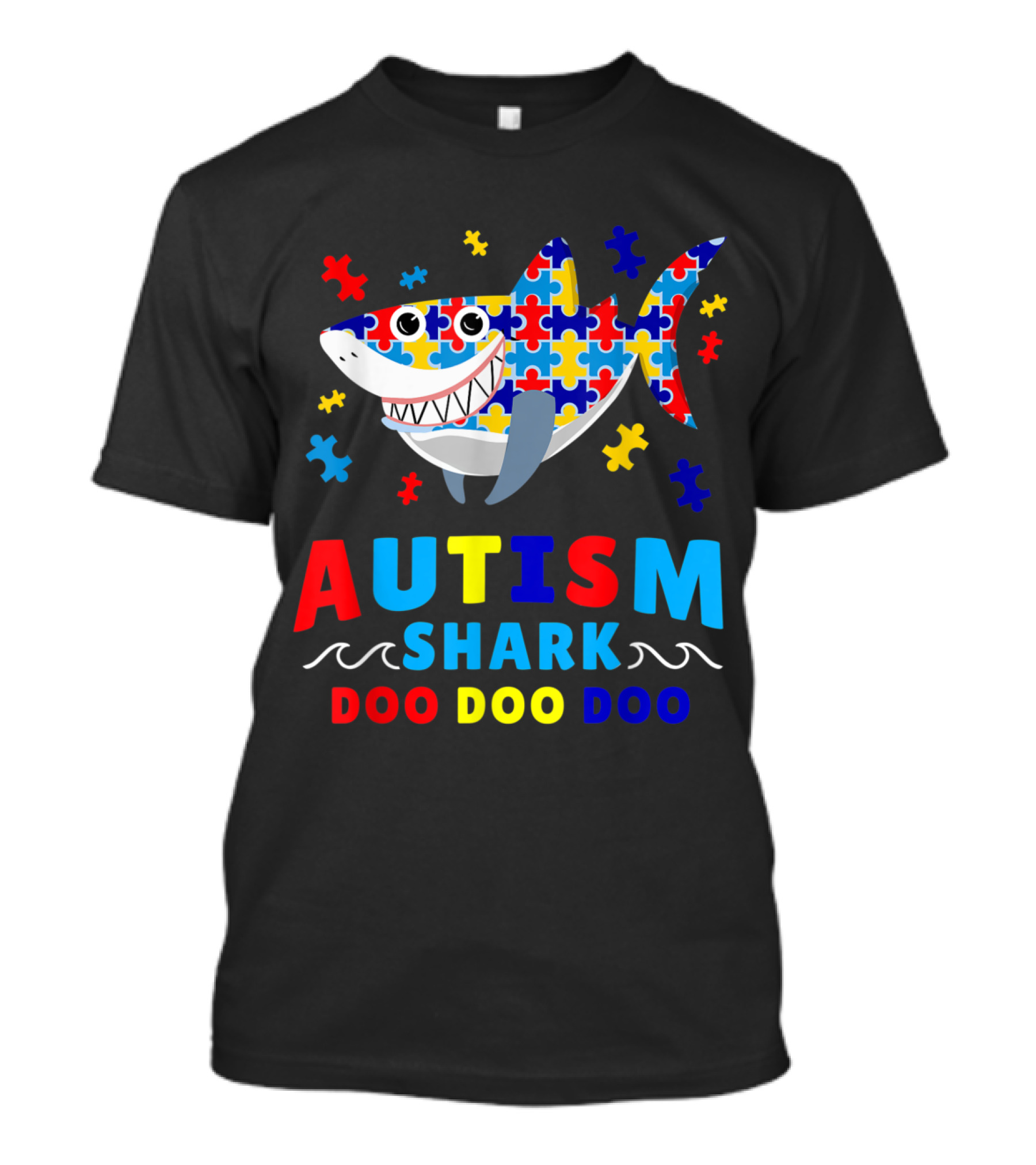 Autism Shark Doo Doo Doo Puzzle Pieces Awareness T-Shirt