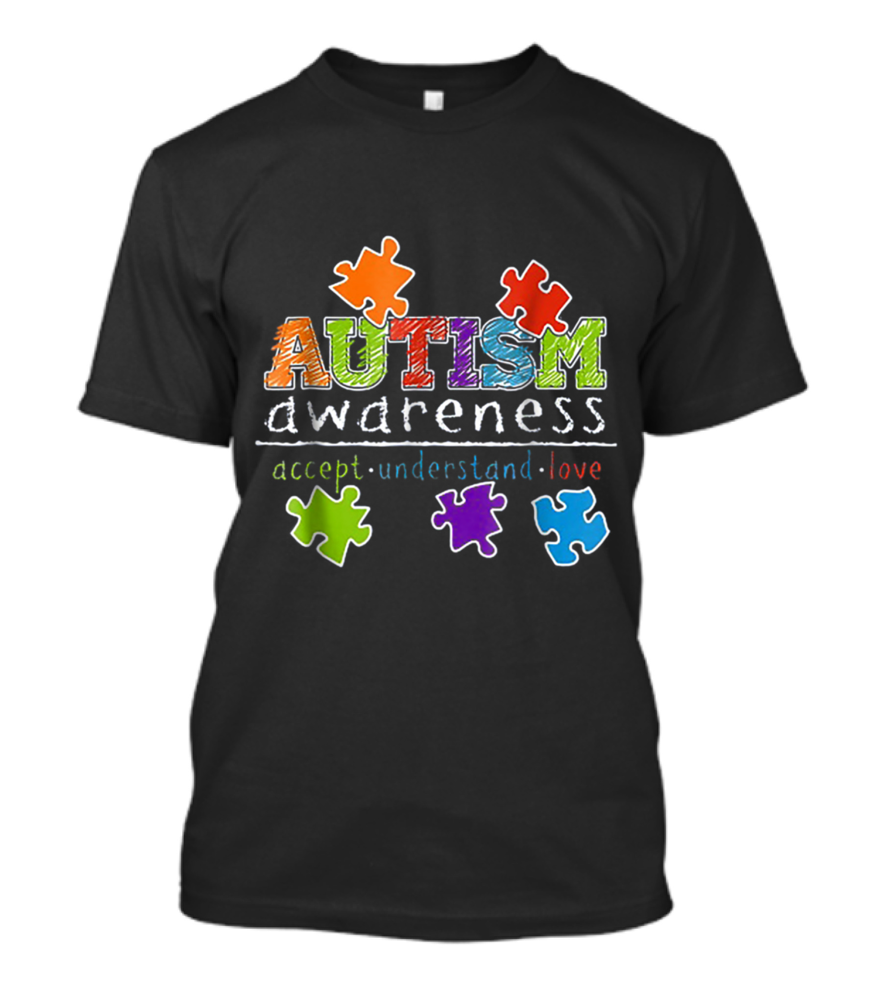 AUTISM Awareness Accept Understand Love Puzzle Pieces T-Shirt