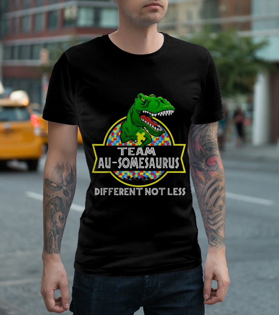 Team Au-Somesaurus Different Not Less Dinosaur Puzzle Rex T-Shirt