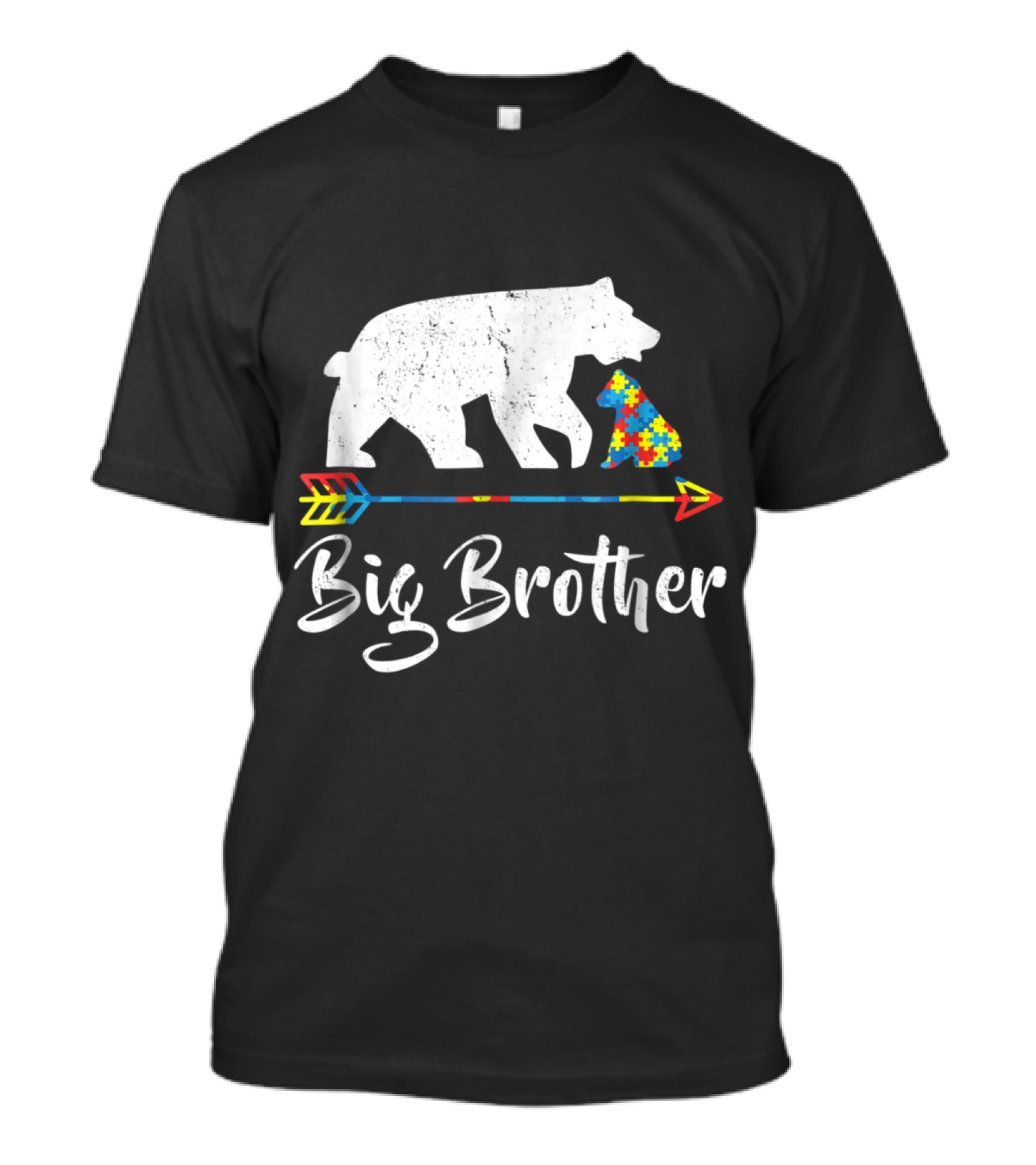 Big Brother Bear Autism Awareness Arrow Puzzle T-Shirt