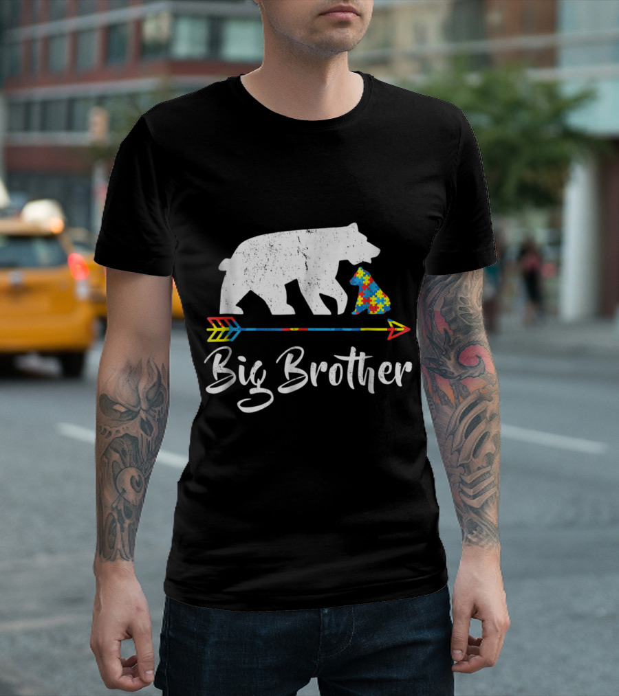 Big Brother Bear Autism Awareness Arrow Puzzle T-Shirt