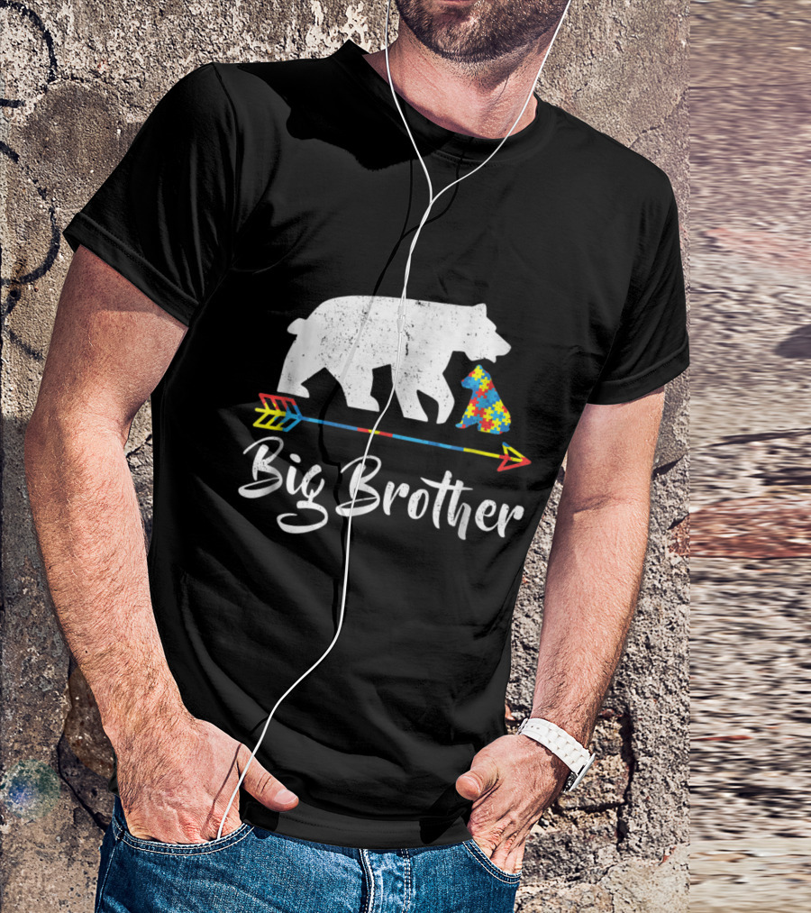 Big Brother Bear Autism Awareness Arrow Puzzle T-Shirt