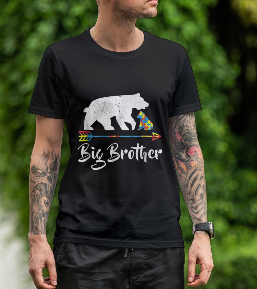 Big Brother Bear Autism Awareness Arrow Puzzle T-Shirt