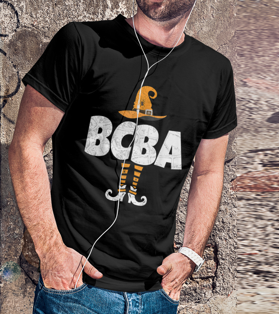BCBA Halloween Witch Hat And Striped Socks T-Shirt