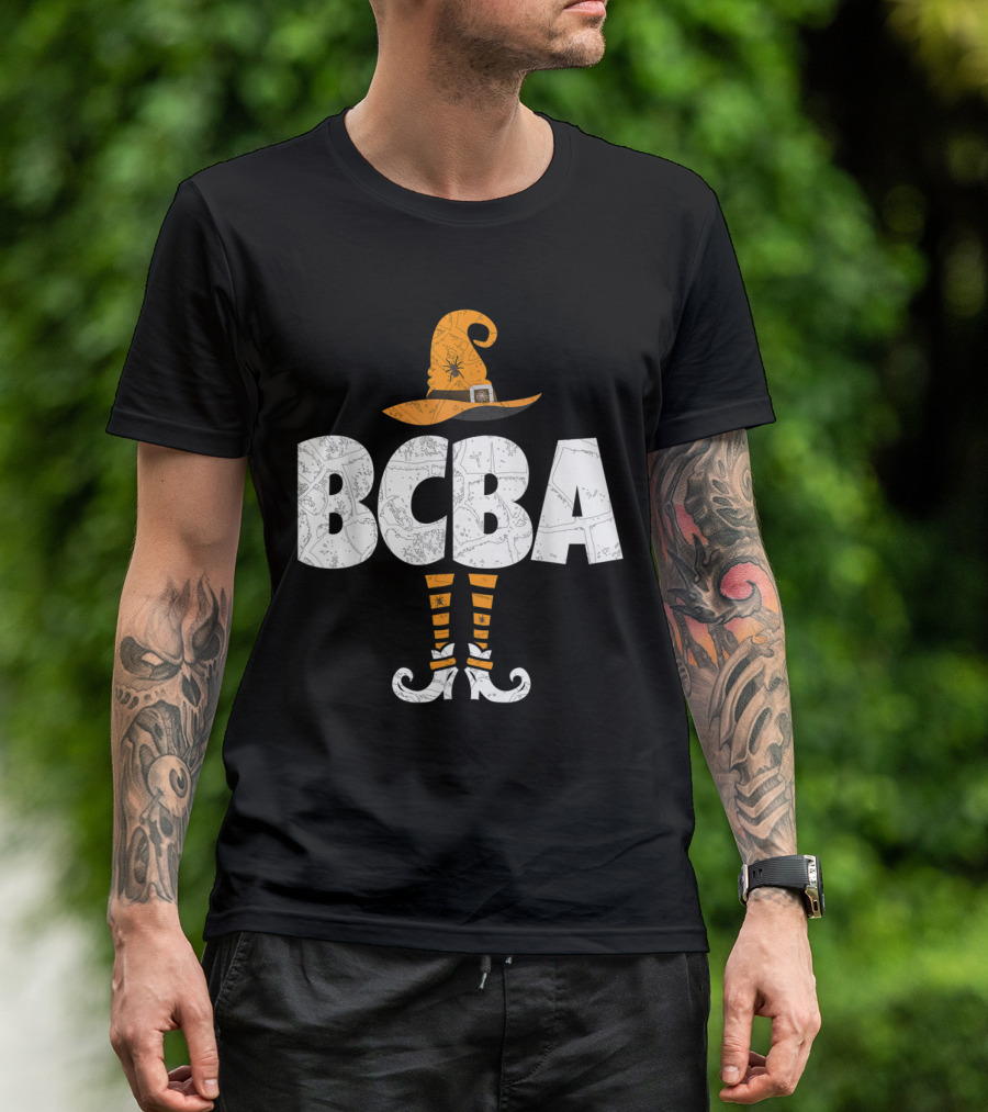 BCBA Halloween Witch Hat And Striped Socks T-Shirt