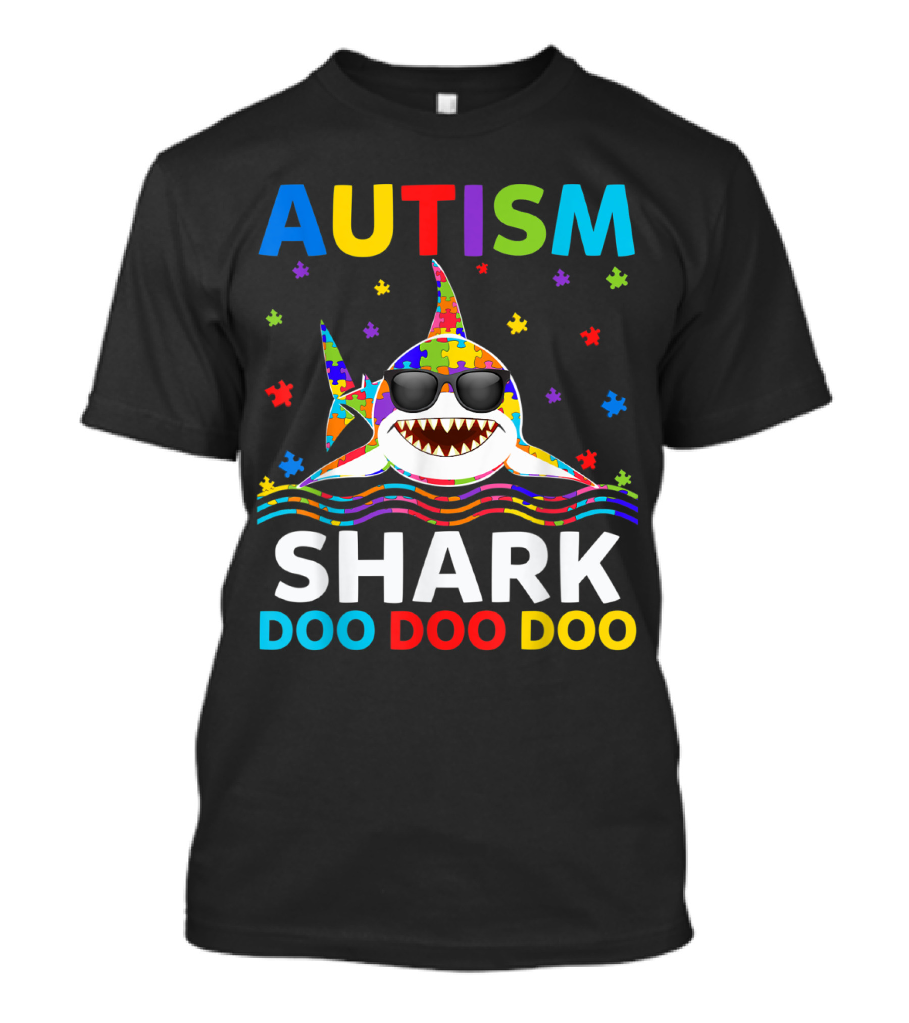 Autism Puzzle Shark Doo Doo Doo Awareness Day T-Shirt