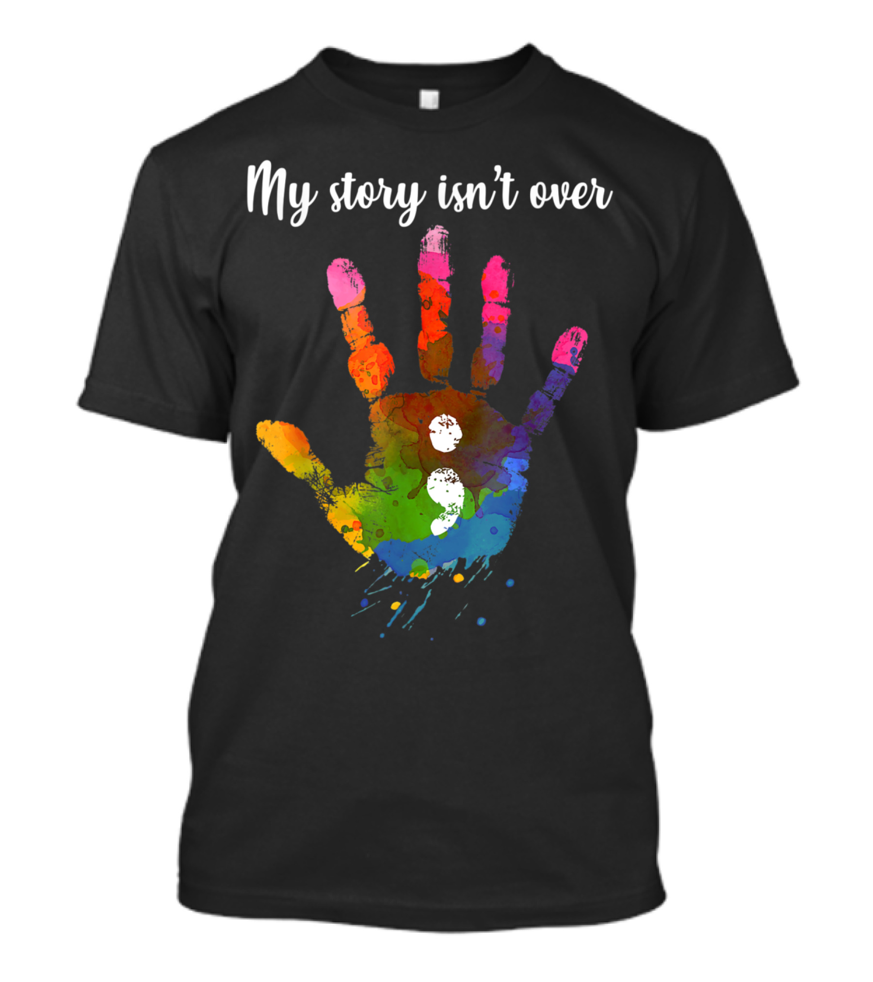 My Story Isn't Over Semicolon Handprint Mental Health Awareness T-Shirt