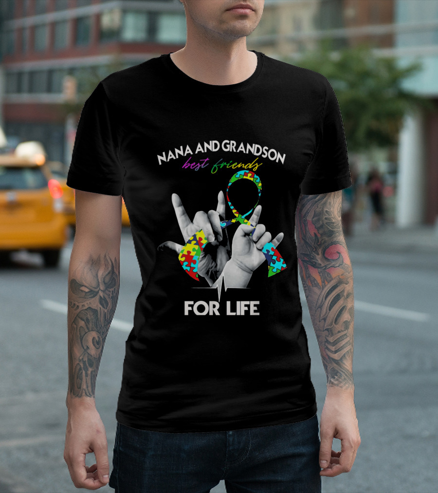 Nana And Grandson Best Friends Autism Awareness For Life T-Shirt