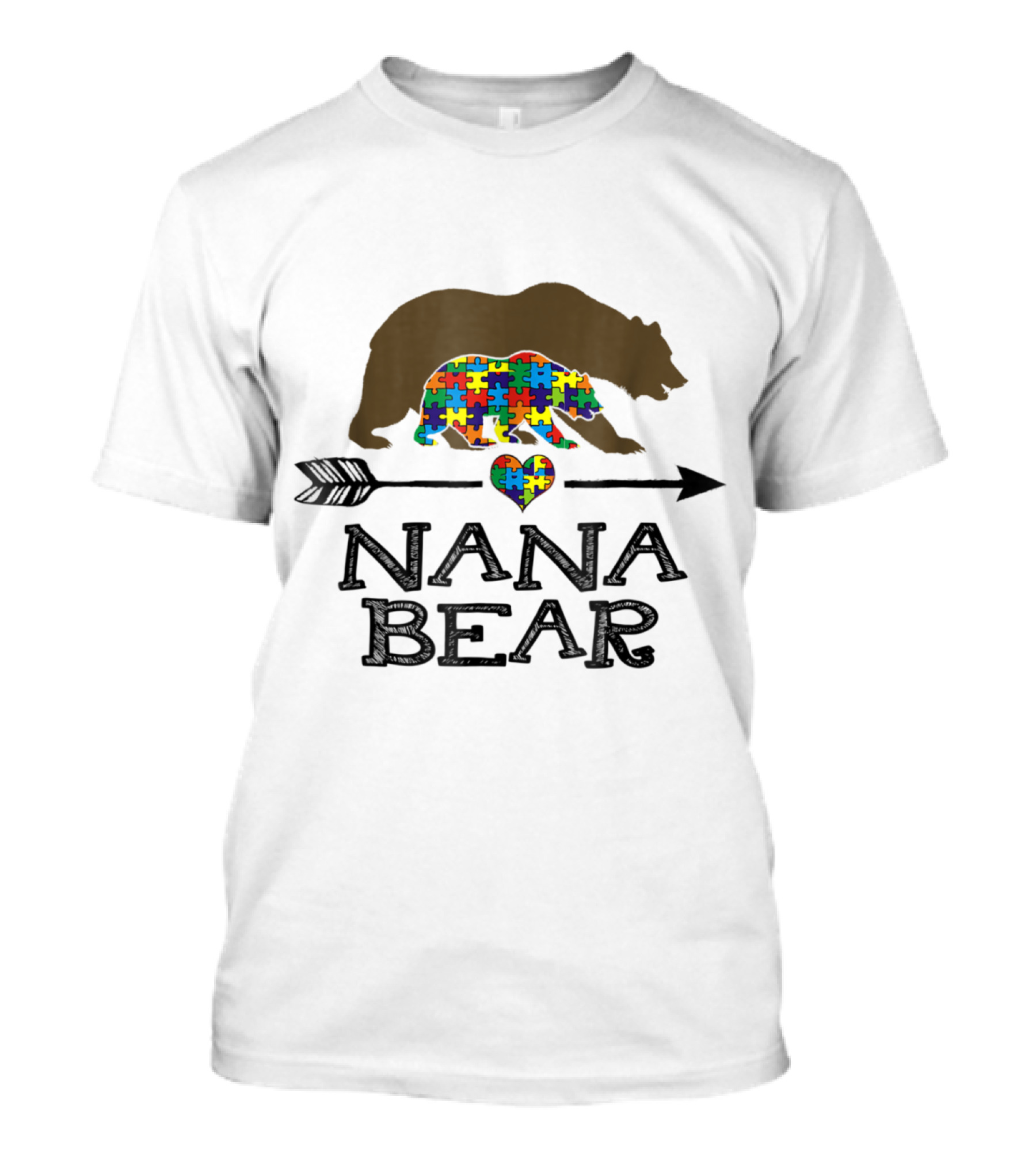 Nana Bear Autism Awareness Puzzle Heart T-Shirt