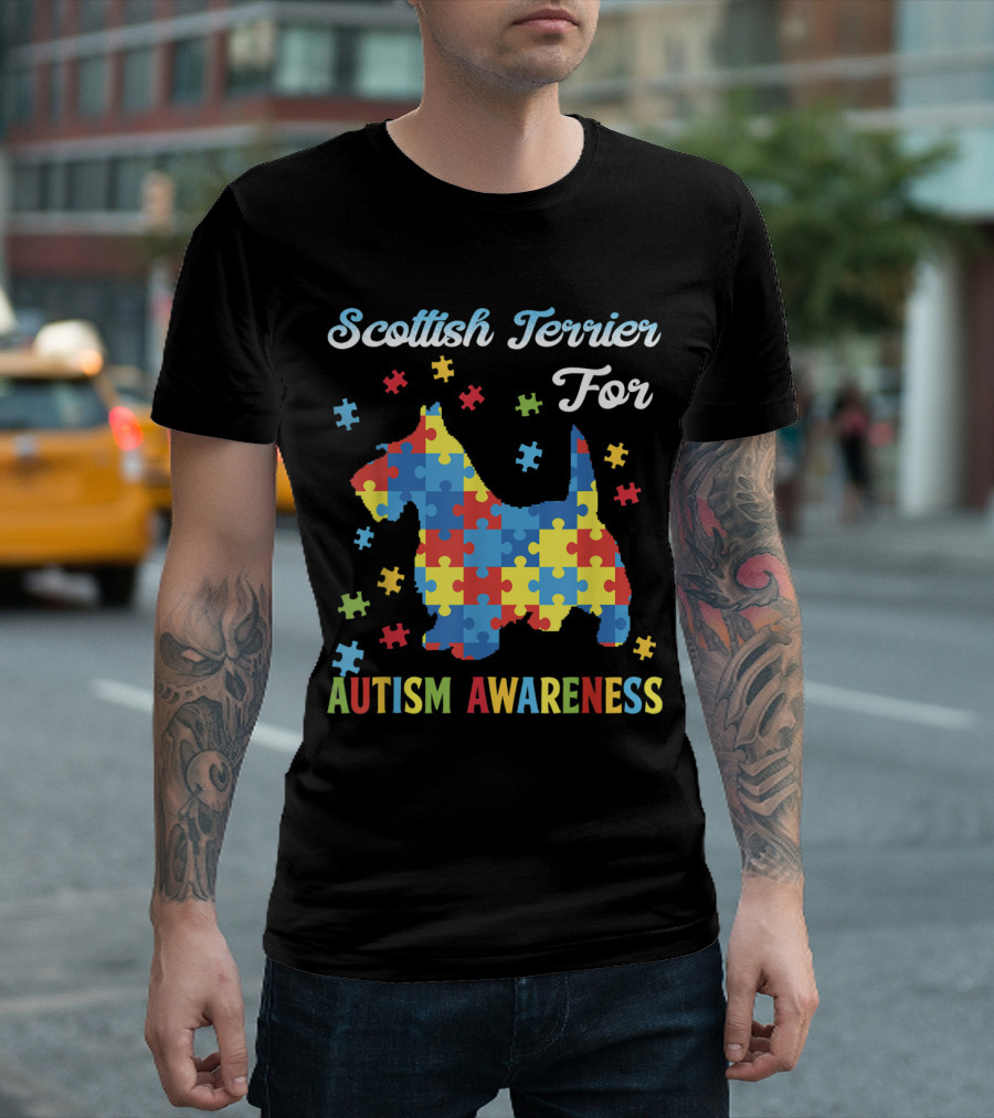 Scottish Terrier For Autism Awareness Puzzle T-Shirt