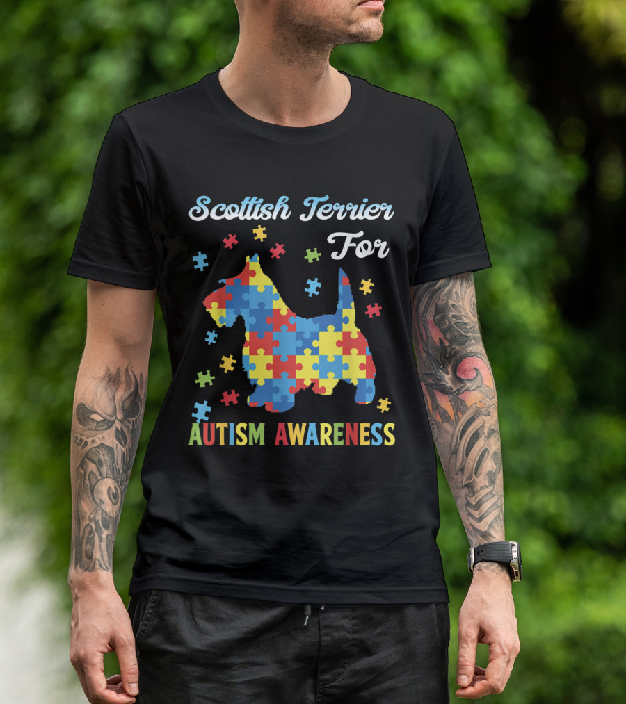 Scottish Terrier For Autism Awareness Puzzle T-Shirt