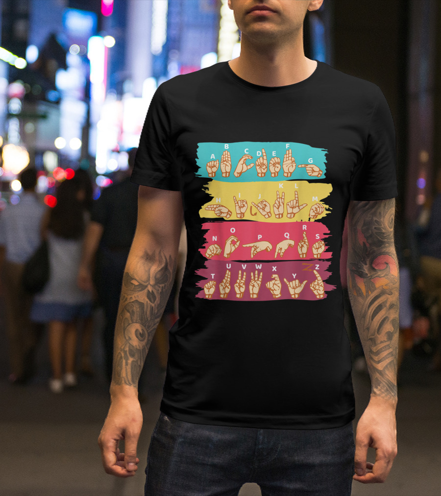 ASL Alphabet Colorful Sign Language A To Z T-Shirt