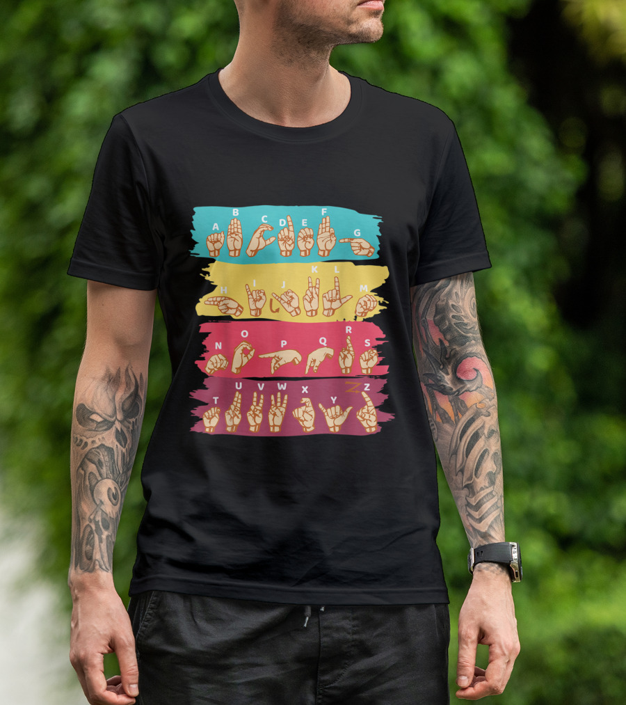 ASL Alphabet Colorful Sign Language A To Z T-Shirt