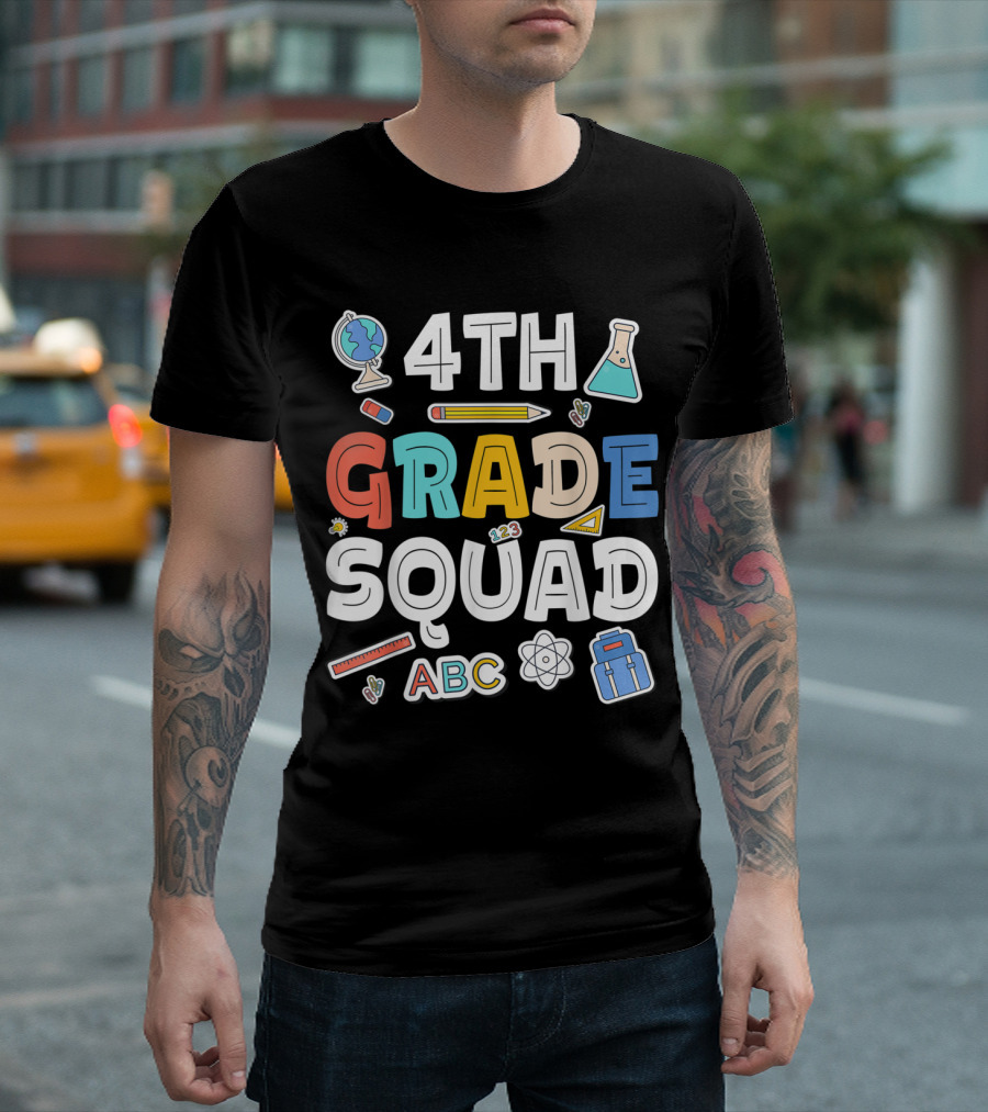 4th Grade Squad Graduation ABC Science Icons T-Shirt