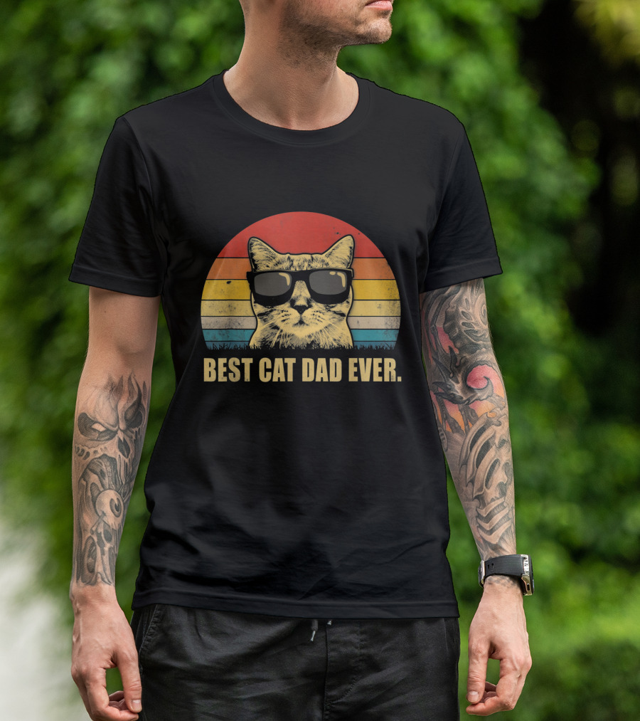 Best Cat Dad Ever Vintage Sunglasses Cat T-Shirt