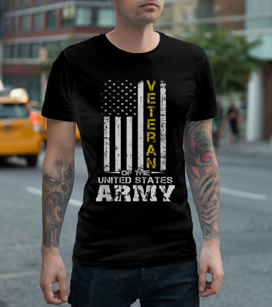 Veteran of the United States Army Veteran Flag Gold T-Shirt