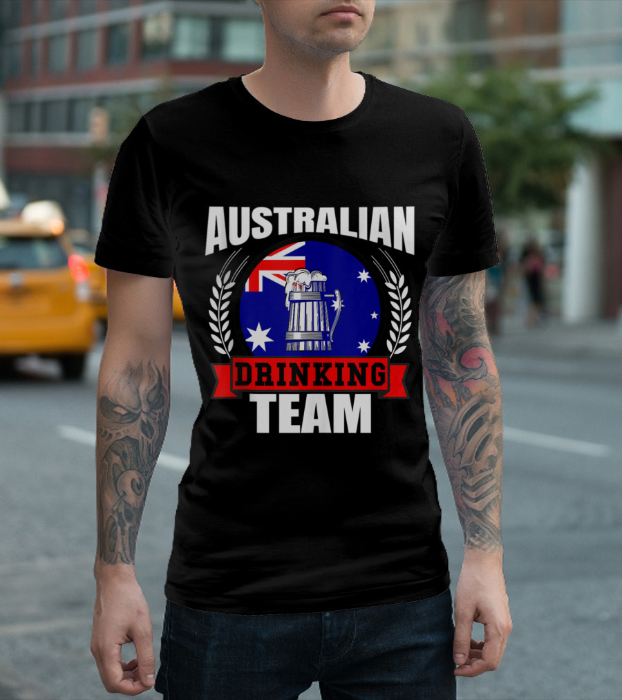 Australian Drinking Team Flag Beer Humor T-Shirt
