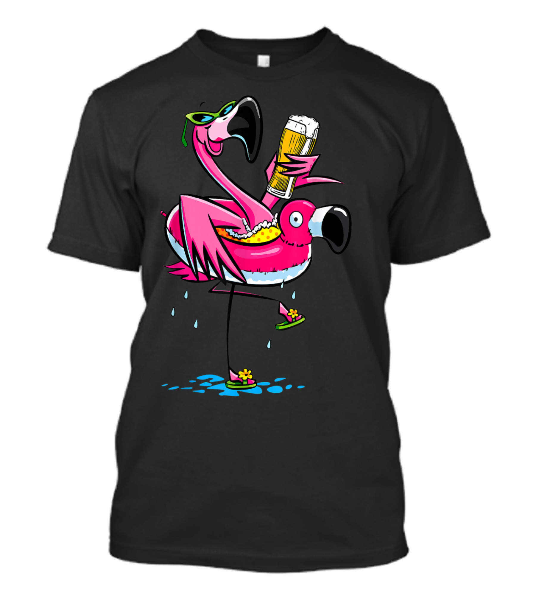 Flamingo Beer Lover Summer Funny Pool Party T-Shirt