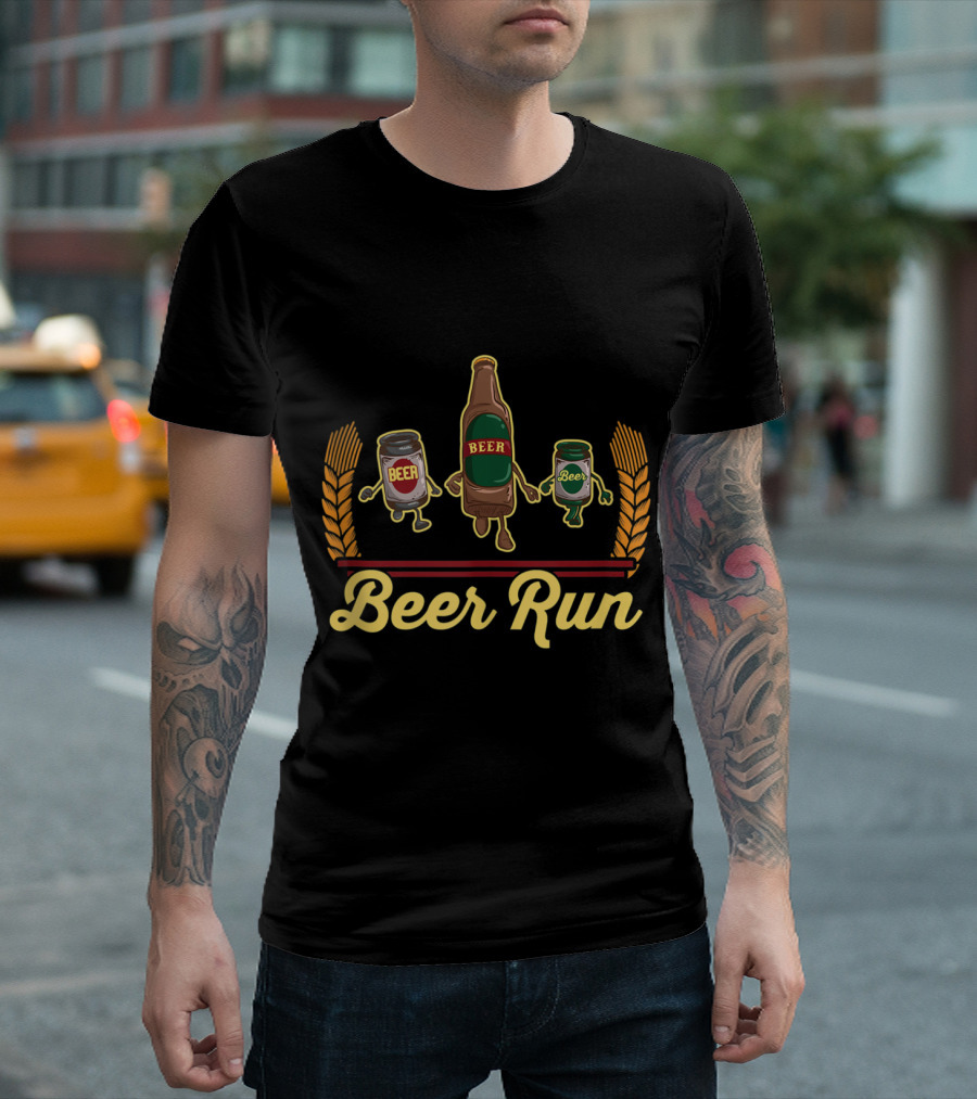 Funny Beer Running BEER RUN Athletic Race T-Shirt