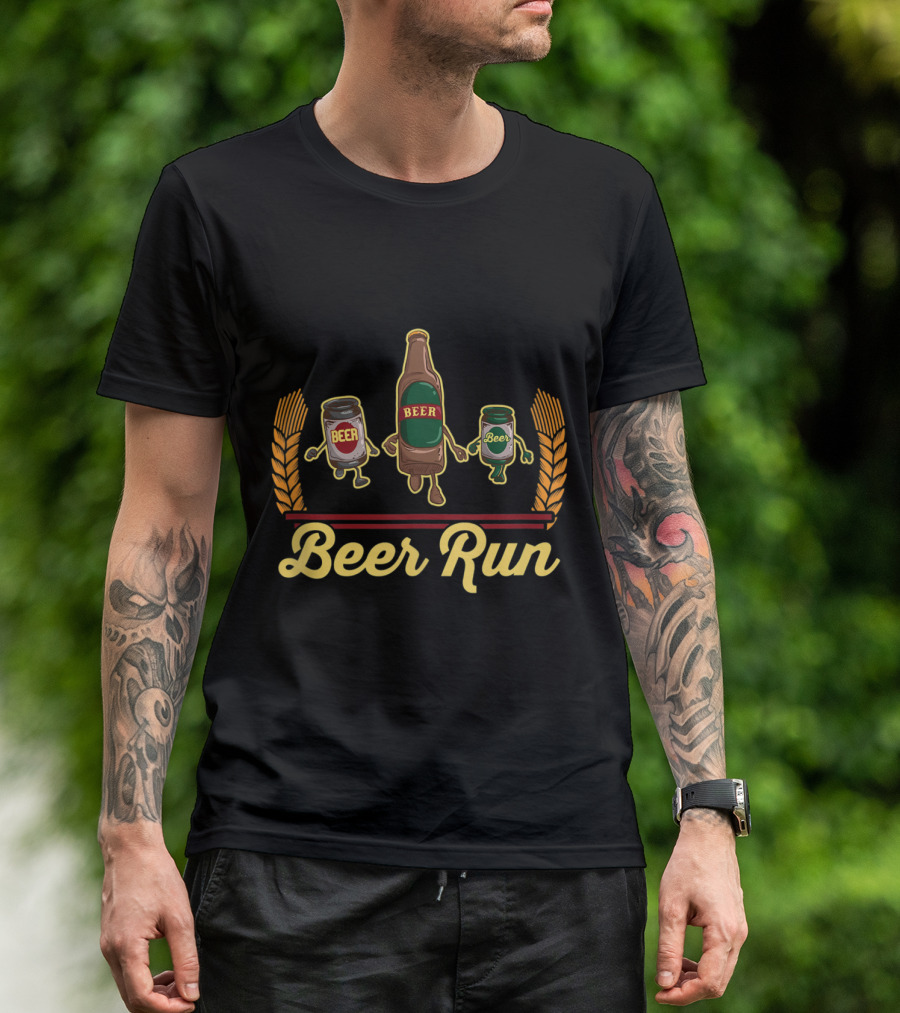 Funny Beer Running BEER RUN Athletic Race T-Shirt