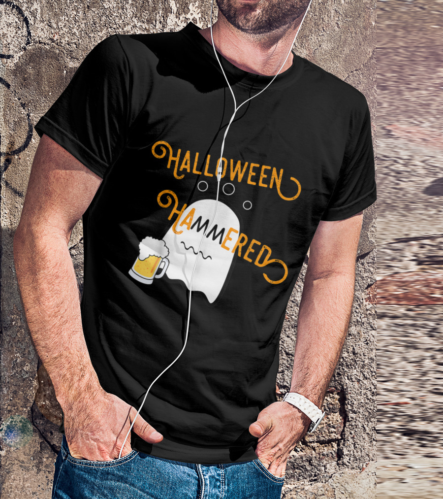 Halloween Hammered Ghost With Beer Mug T-Shirt