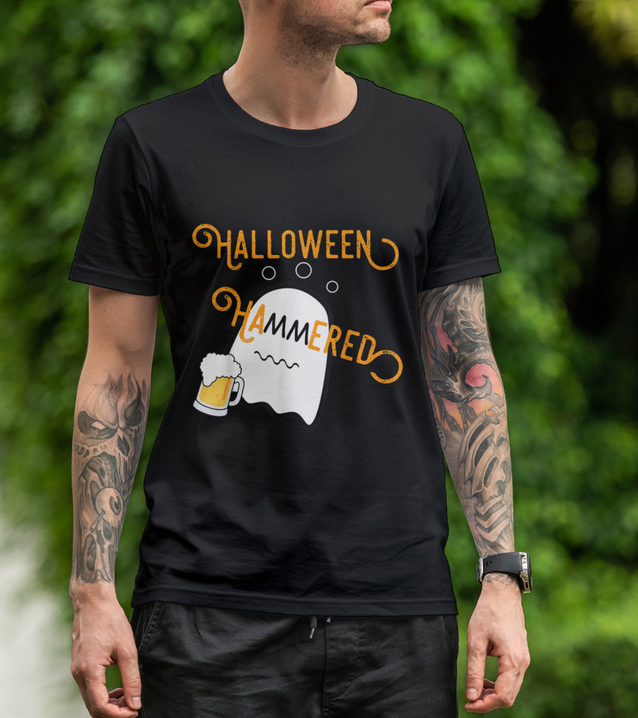 Halloween Hammered Ghost With Beer Mug T-Shirt
