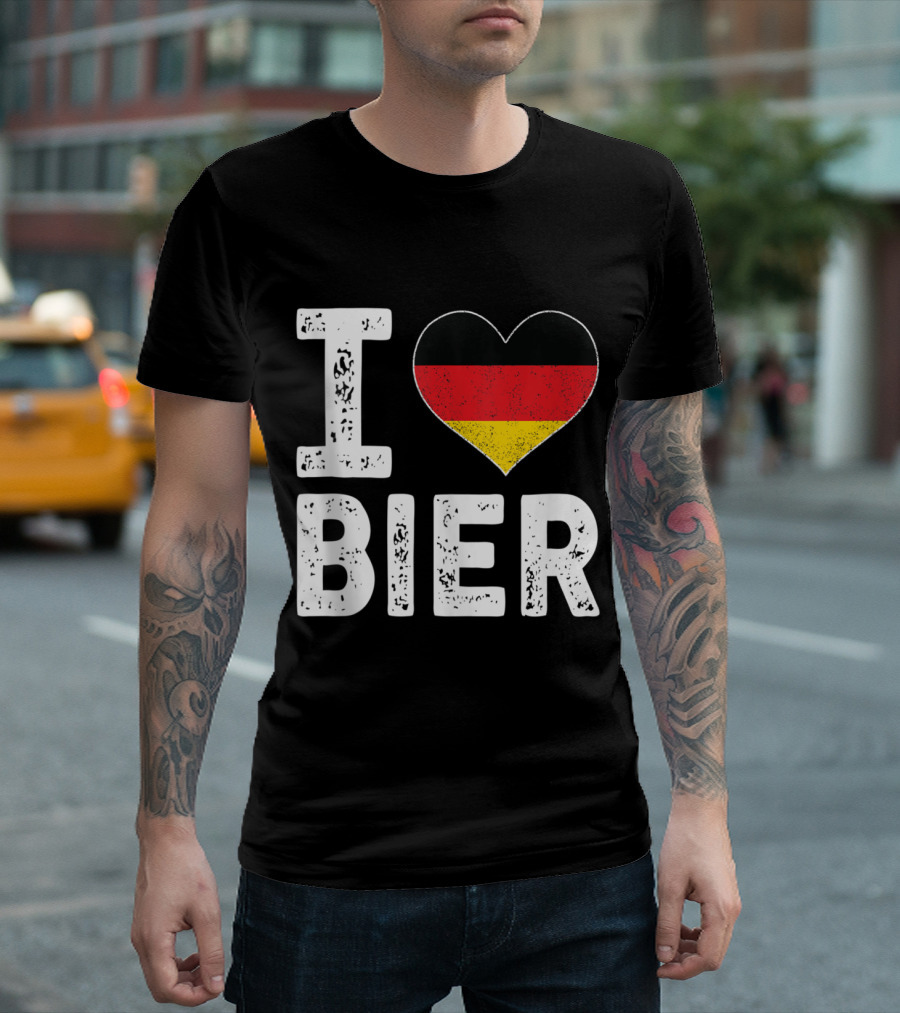 I Love Bier Heart Germany Flag Oktoberfest Drinking T-Shirt