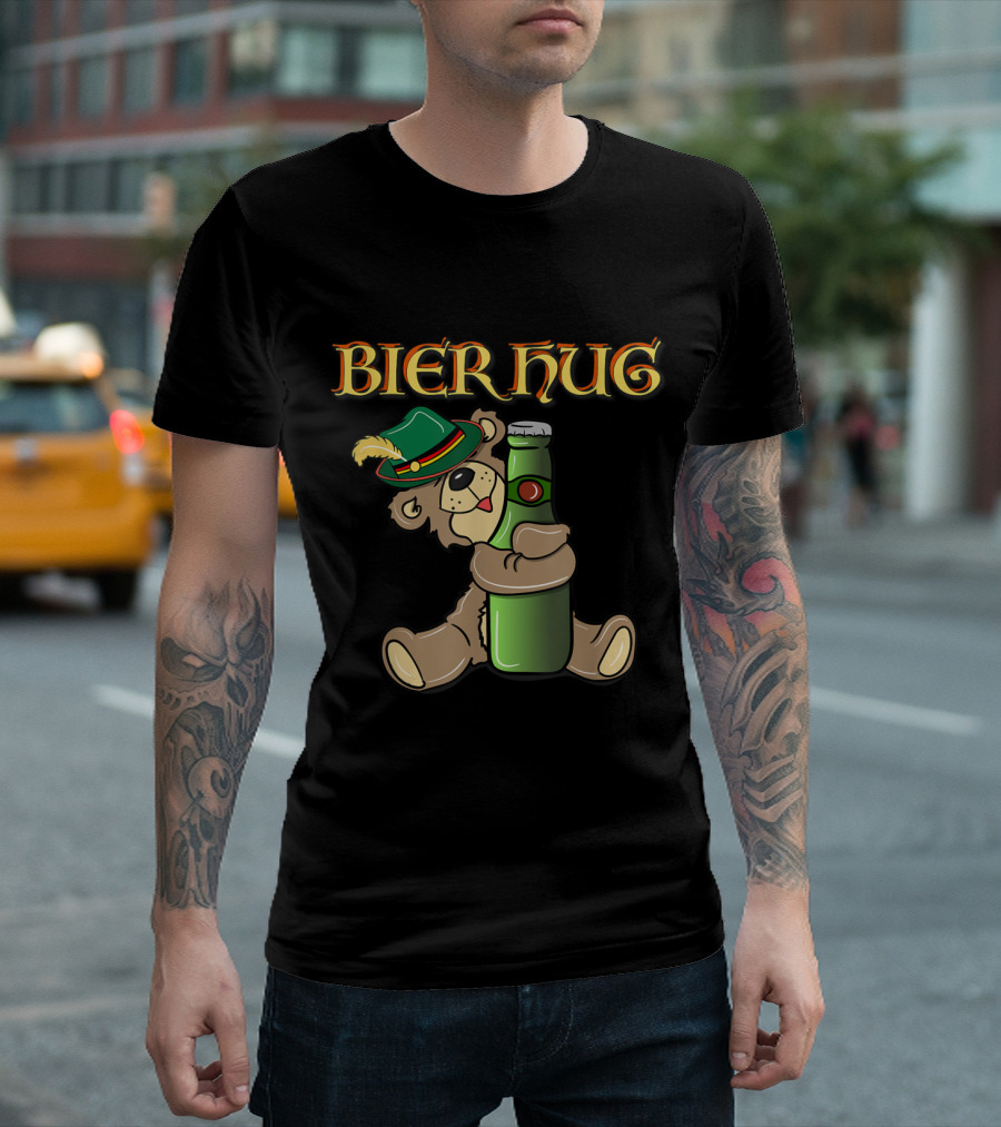 Bier Hug Oktoberfest Teddy With Beer Bottle And Bavarian Hat T-Shirt