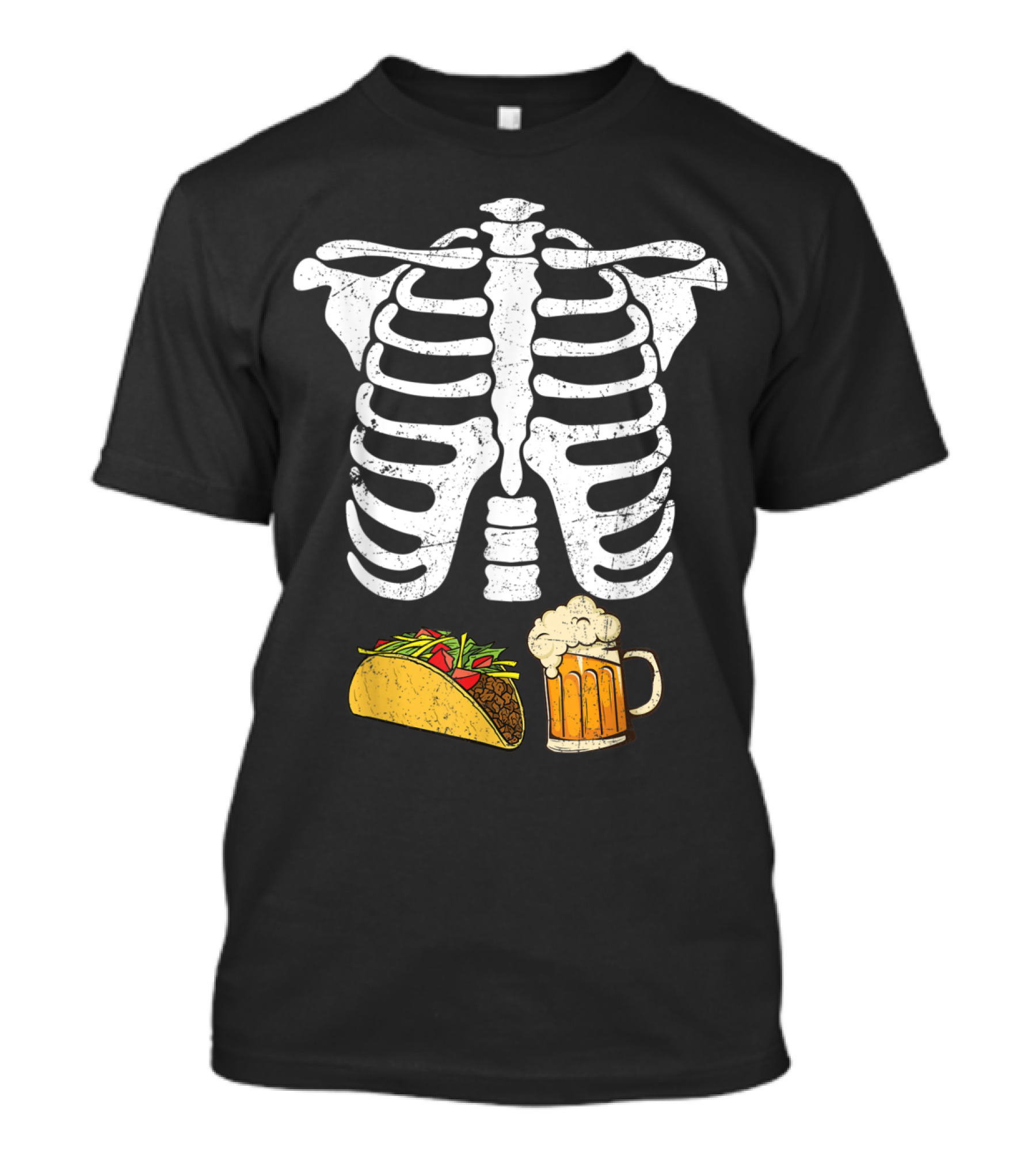 Skeleton Pregnancy Taco Beer Xray Halloween Dad To Be Visual T-Shirt