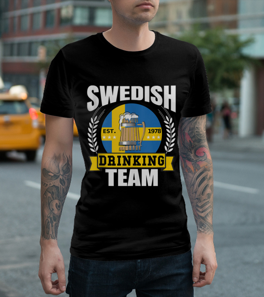 Swedish Drinking Team Beer Party Sweden Flag Est. 1978 T-Shirt