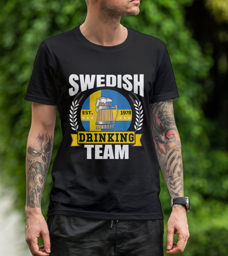 Swedish Drinking Team Beer Party Sweden Flag Est. 1978 T-Shirt