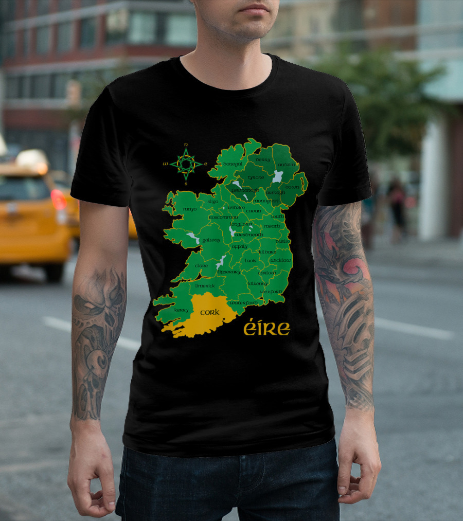 Cork Ireland County Map Eire Éire Travel T-Shirt