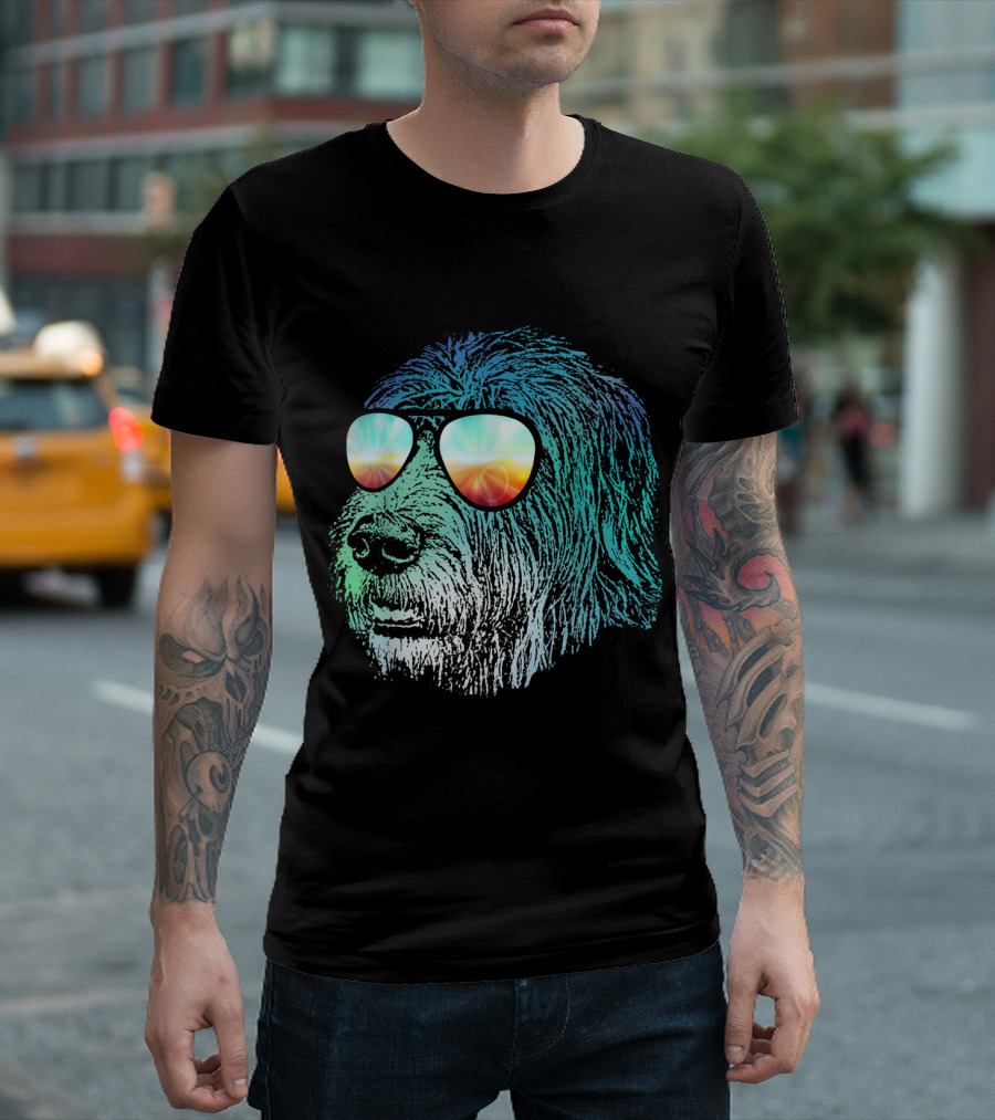 Disco Groovy Irish Wolfhound Dog with Colorful Sunglasses T-Shirt